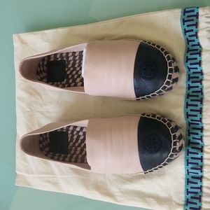 Tory Burch color block espadrille .       Size 8. Pink and navy blue color.